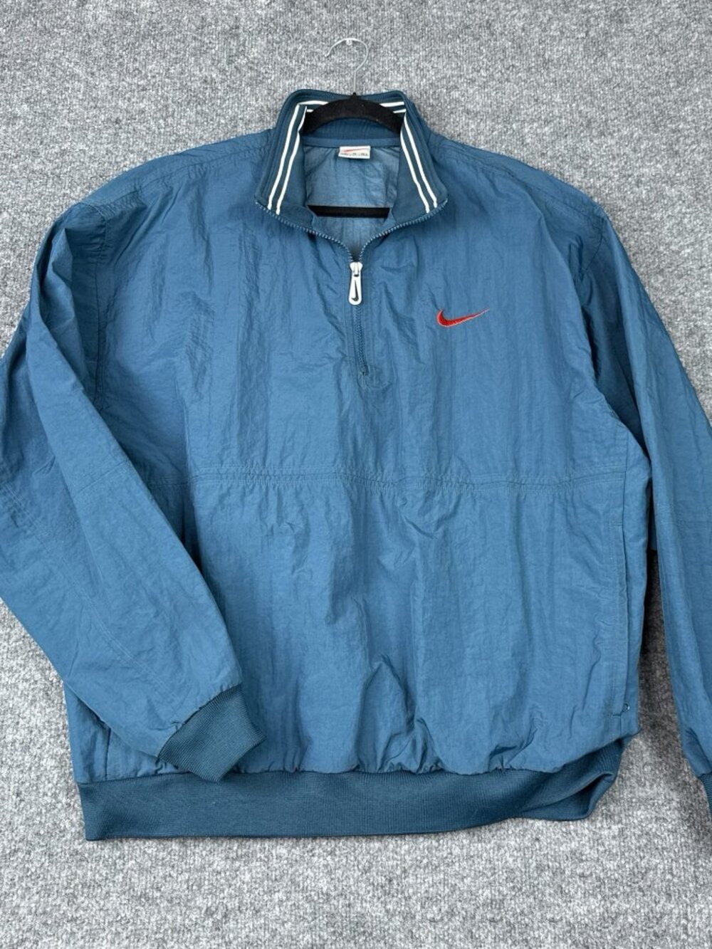 Nike Vintage 90s Windbreaker Pullover XL Blue Red Embroidered Swoosh Nylon